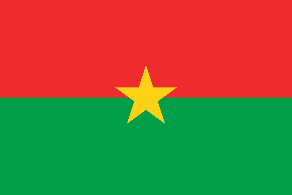 Drapeau à deux bandes horizontales, rouge en haut et verte en bas, avec une étoile jaune au centre