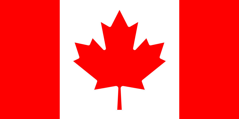 Drapeau blanc portant une feuille rouge à onze pointes, encadré de deux bandes verticales rouges