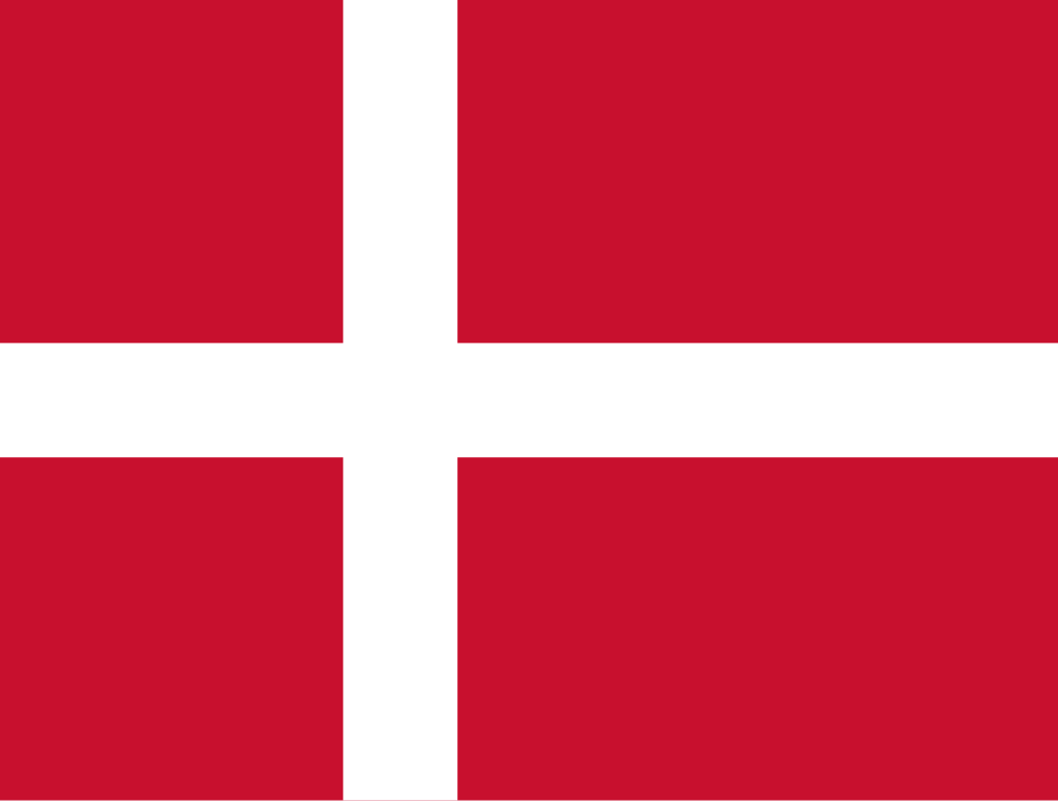 Drapeau rouge traversé d'une croix blanche décalée vers la hampe
