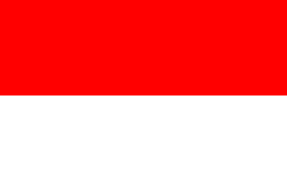Drapeau à deux bandes horizontales égales, rouge en haut et blanche en bas