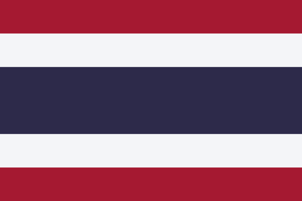 Drapeau à cinq bandes horizontales : rouge, blanc, bleu foncé plus large, blanc et rouge