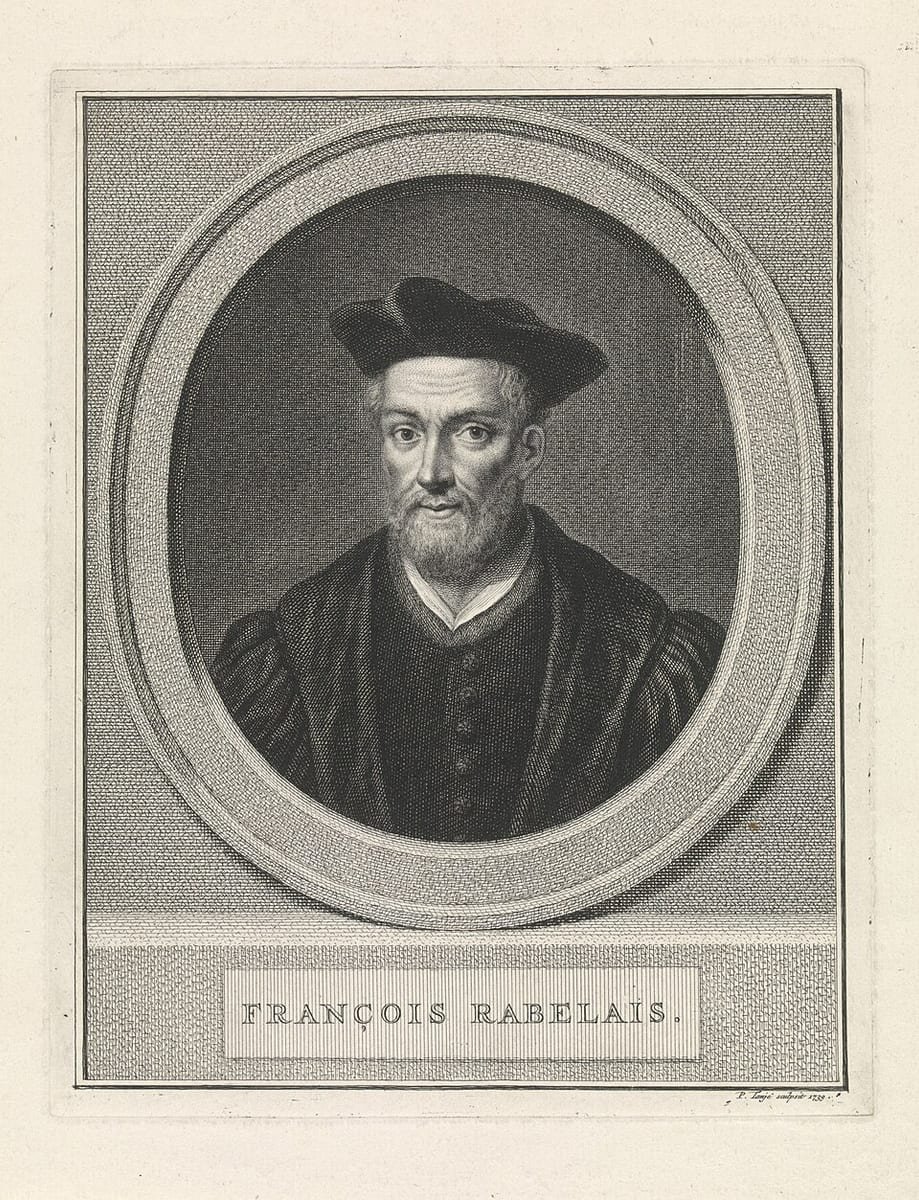 Gravure ovale encadrée d'un homme barbu coiffé d'un bonnet