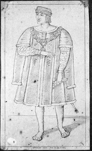 Portrait en pied de Charles VIII, dessin de Jean-Auguste-Dominique Ingres
